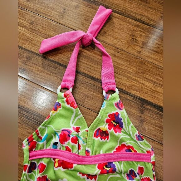 Penelope Mack, LTD Baby One Piece Floral Halter Tie Neck Swimsuit Size 12M - Picture 3 of 8